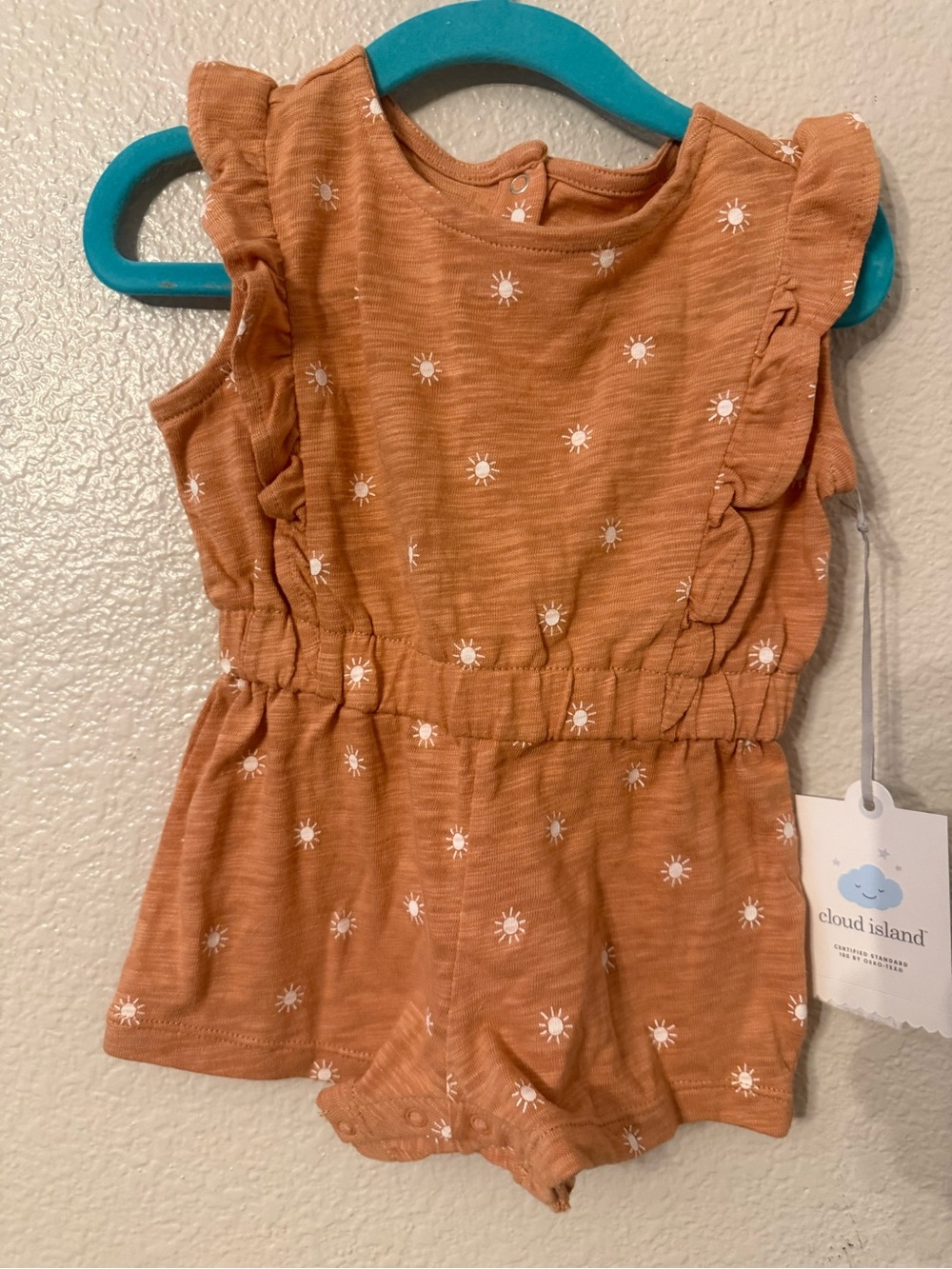cloud island Rust Orange Ruffle Sun Print Romper